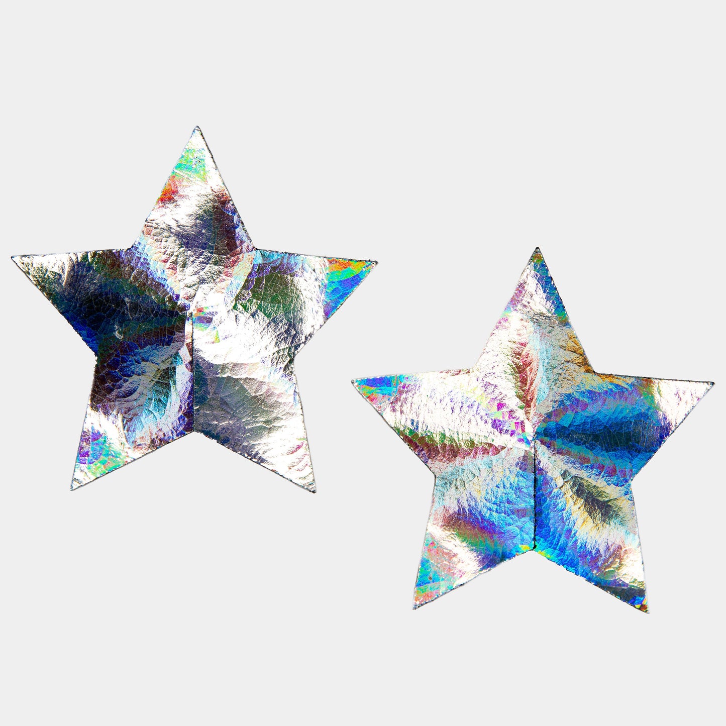 Holographic Genuine Leather Star Pasties - Reusable and Perfect for Raves"